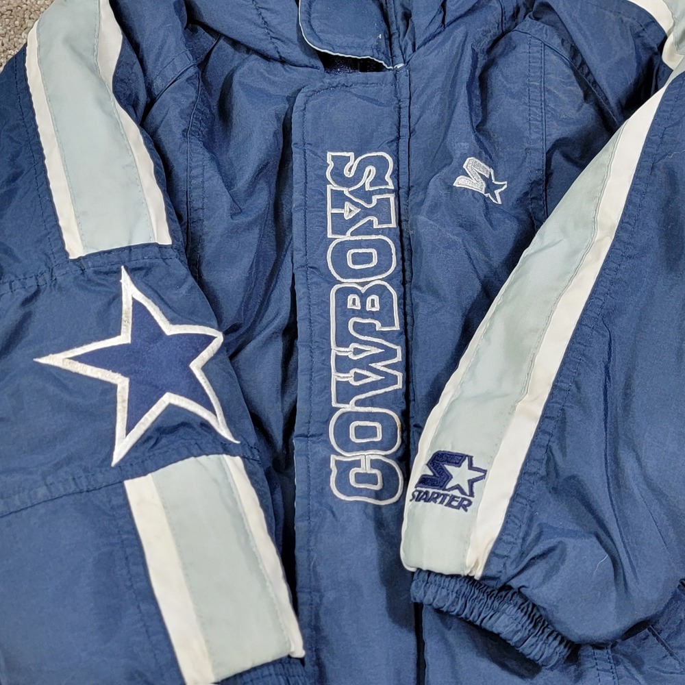 Vintage Starter NFL Pro Line Dallas Cowboys Puffer Jacket Kids Medium Navy Blue